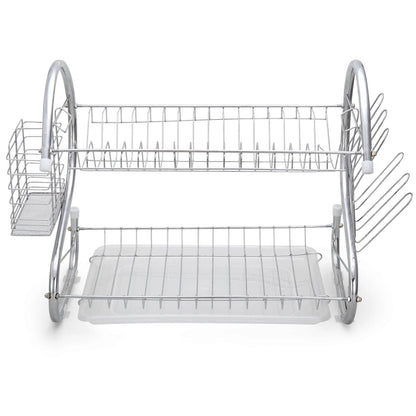 2-Tier Kitchen Dish Cup Drying Rack Bowl Rack Kitchen Sink Dish Drainer Set