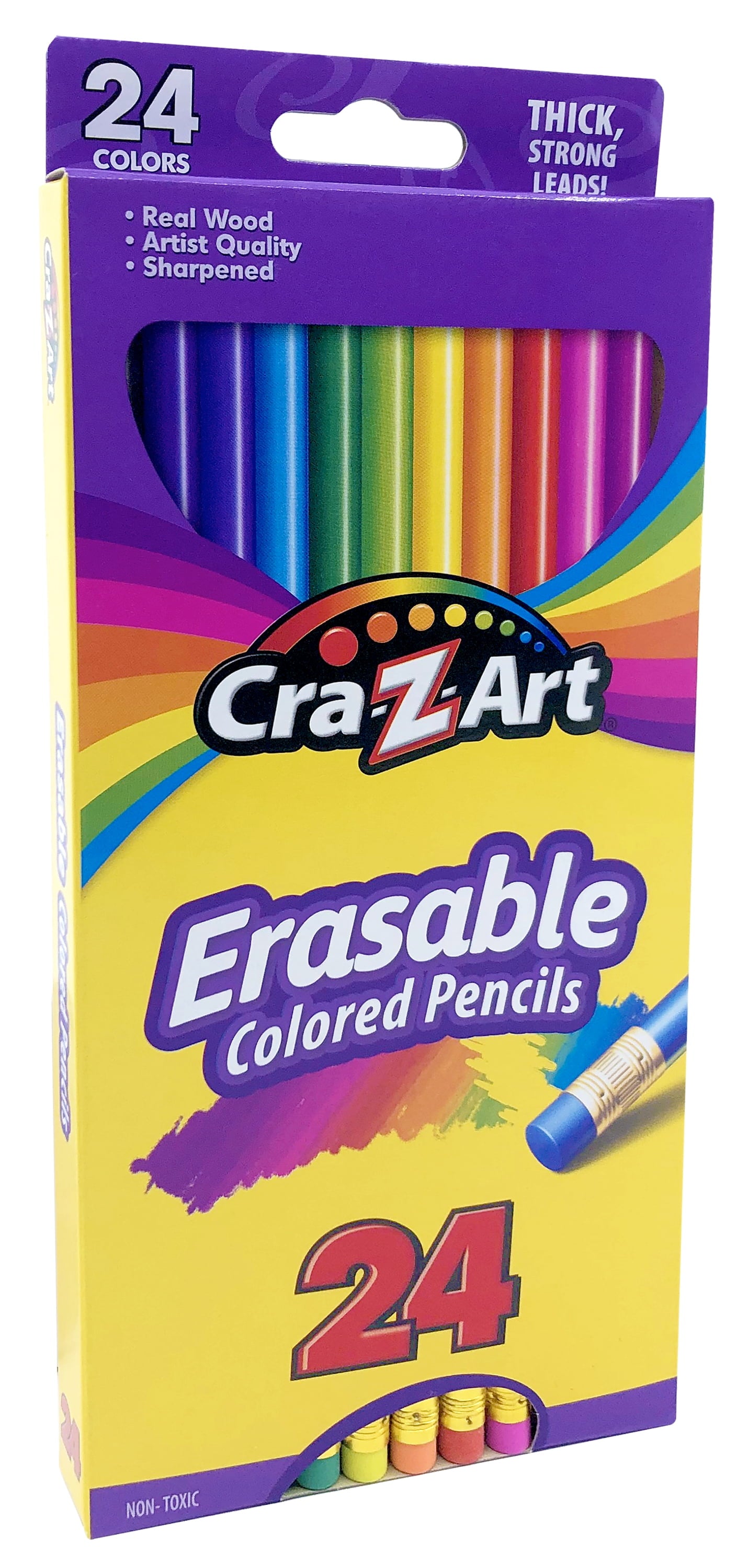 Erasable Colored Pencils, 24 Pack, Beginner Child Ages 3 and Up, Back to School Supplies