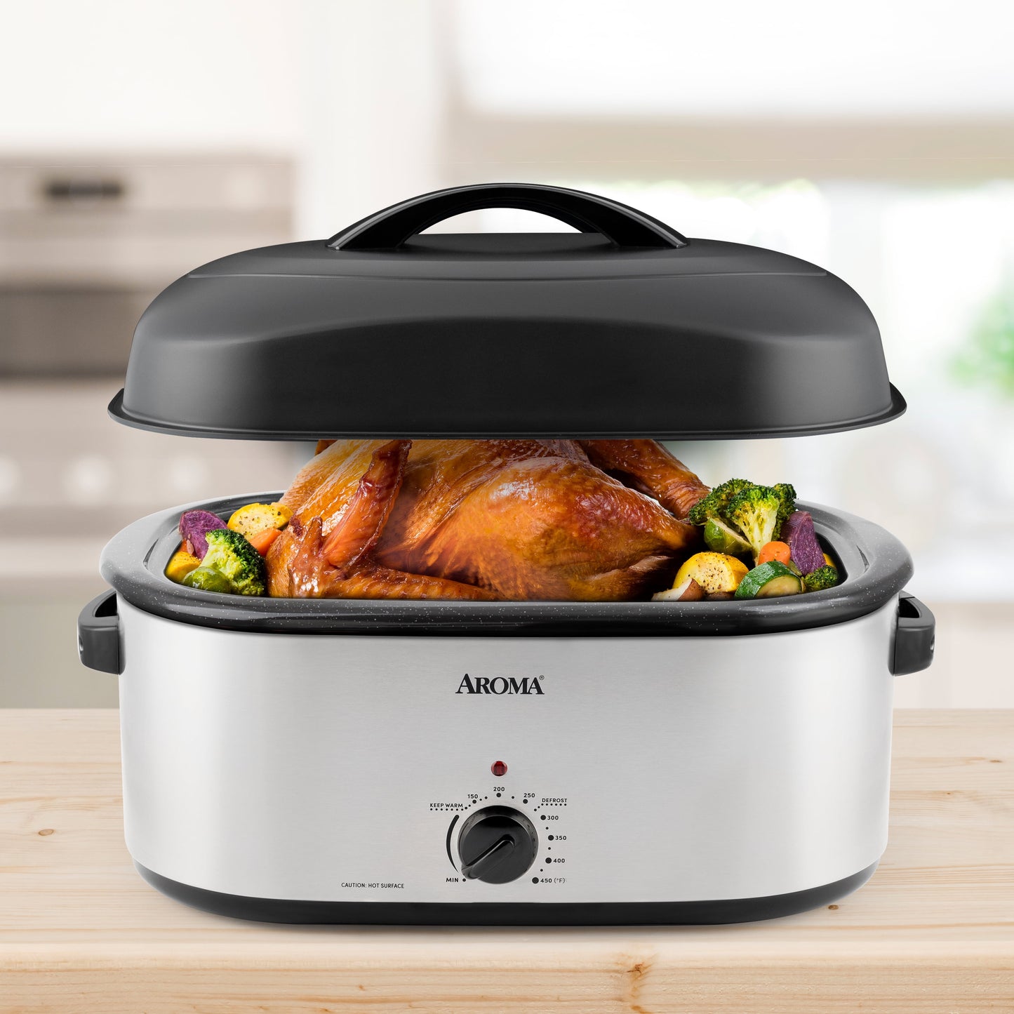 ® 22Qt. Electric Roaster Oven with High Dome Lid, 8X Bonded Granite Enamel, New-Silver