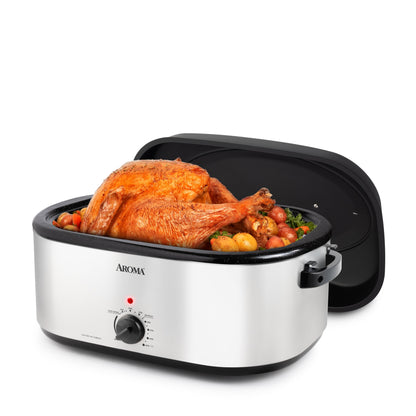 ® 22Qt. Electric Roaster Oven with High Dome Lid, 8X Bonded Granite Enamel, New-Silver