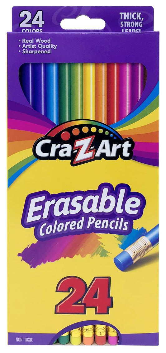 Erasable Colored Pencils, 24 Pack, Beginner Child Ages 3 and Up, Back to School Supplies