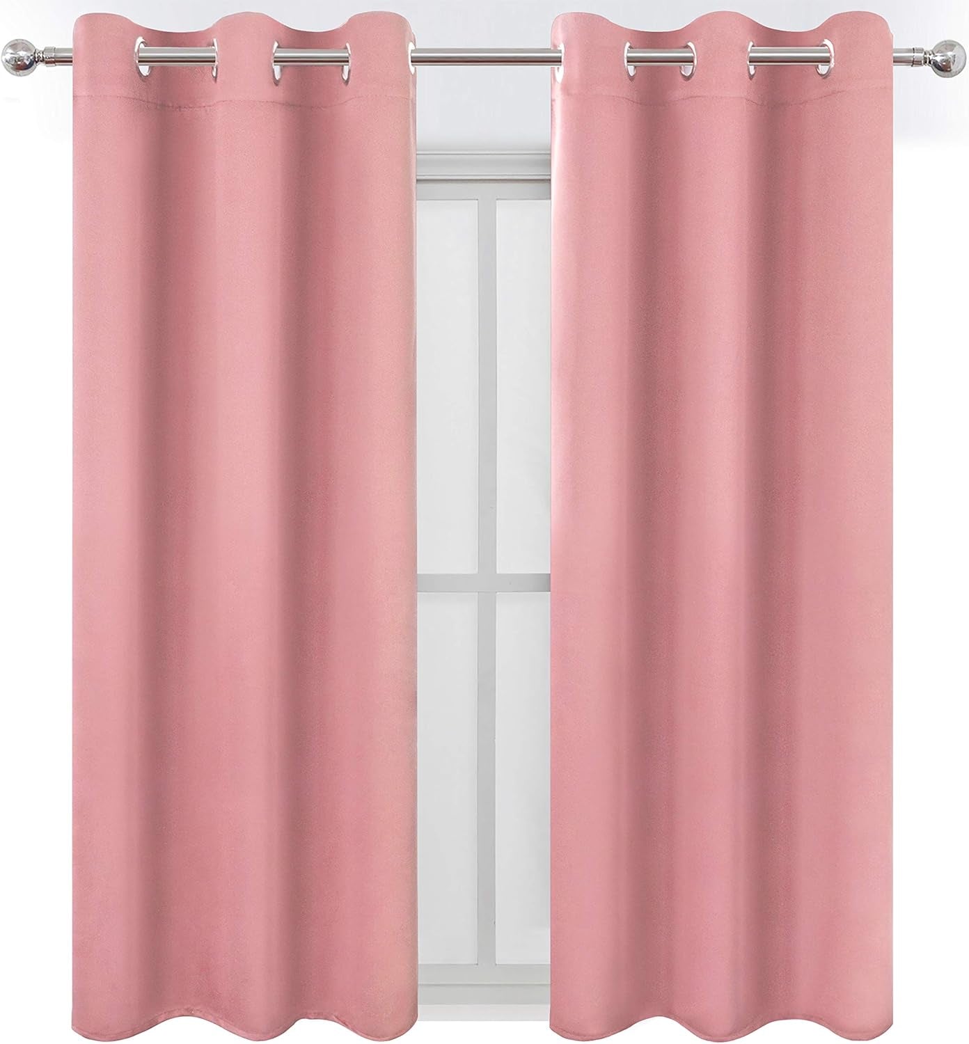 Baby Pink Blackout Curtains/42 X 63 Inch/Set of Two Panels Grommet Bedroom Curtains